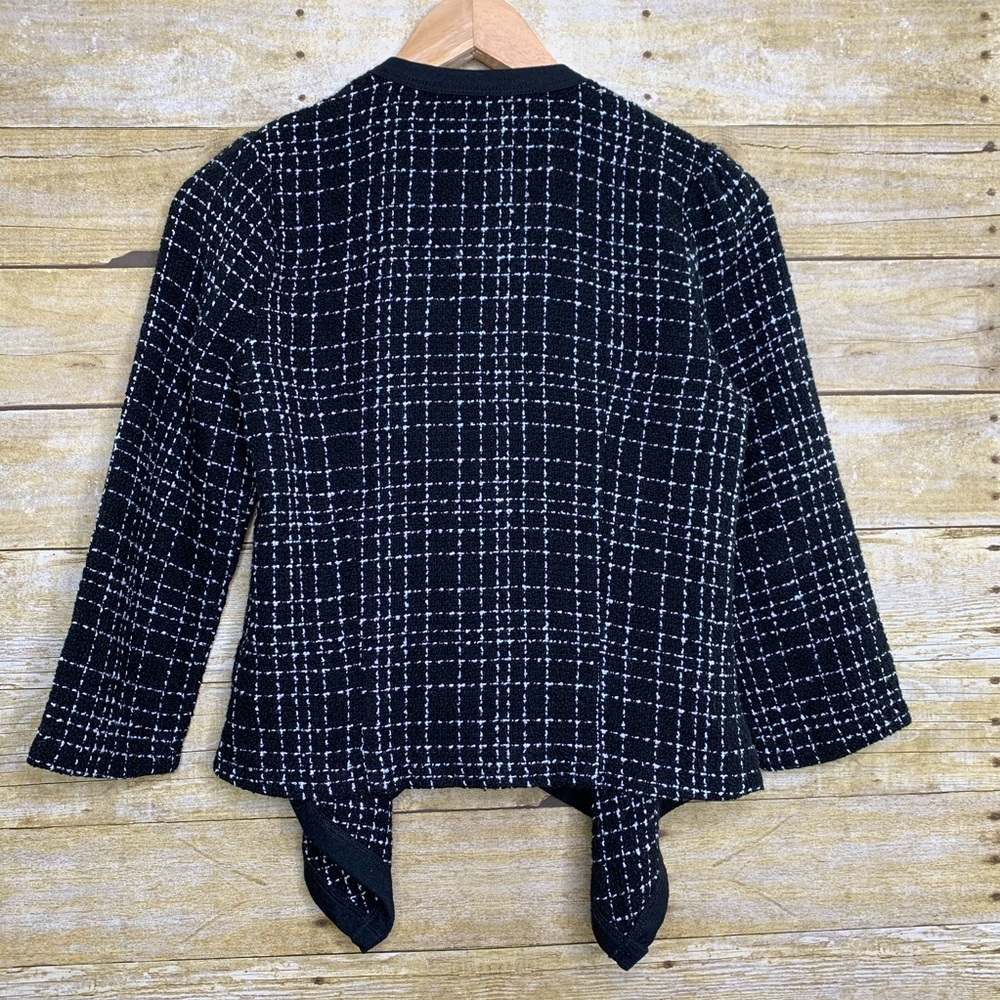 Forever 21 Open Front Cardigan Blazer Black White - Picture 2 of 4